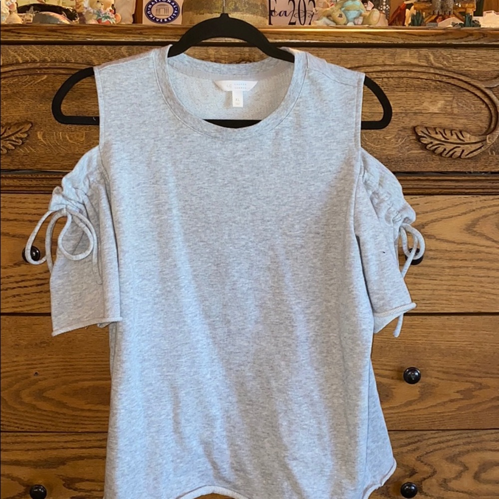Lauren Conrad Cold Shoulder Gray Sweatshirt XL